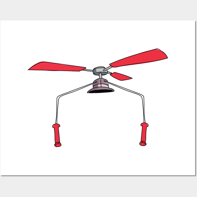 Hat Helicopter cartoon Wall Art by nickemporium1